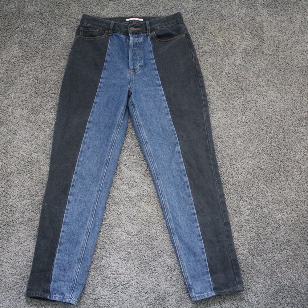 Two-Tone Blue and Black Women's Jeans